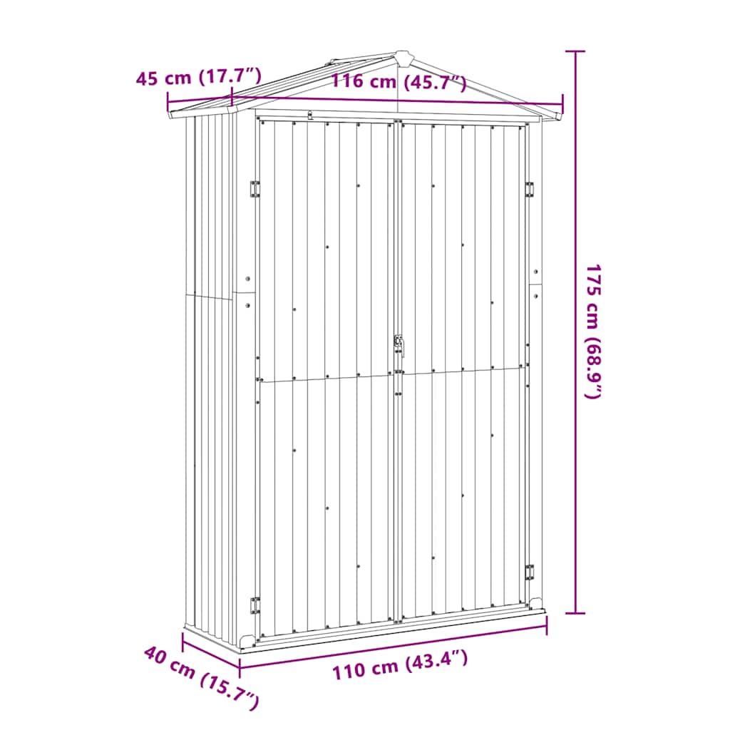 116x Galvanized Garden Shed – Outdoor Metal Storage for Tools, Lawn Equipment, and Supplies
